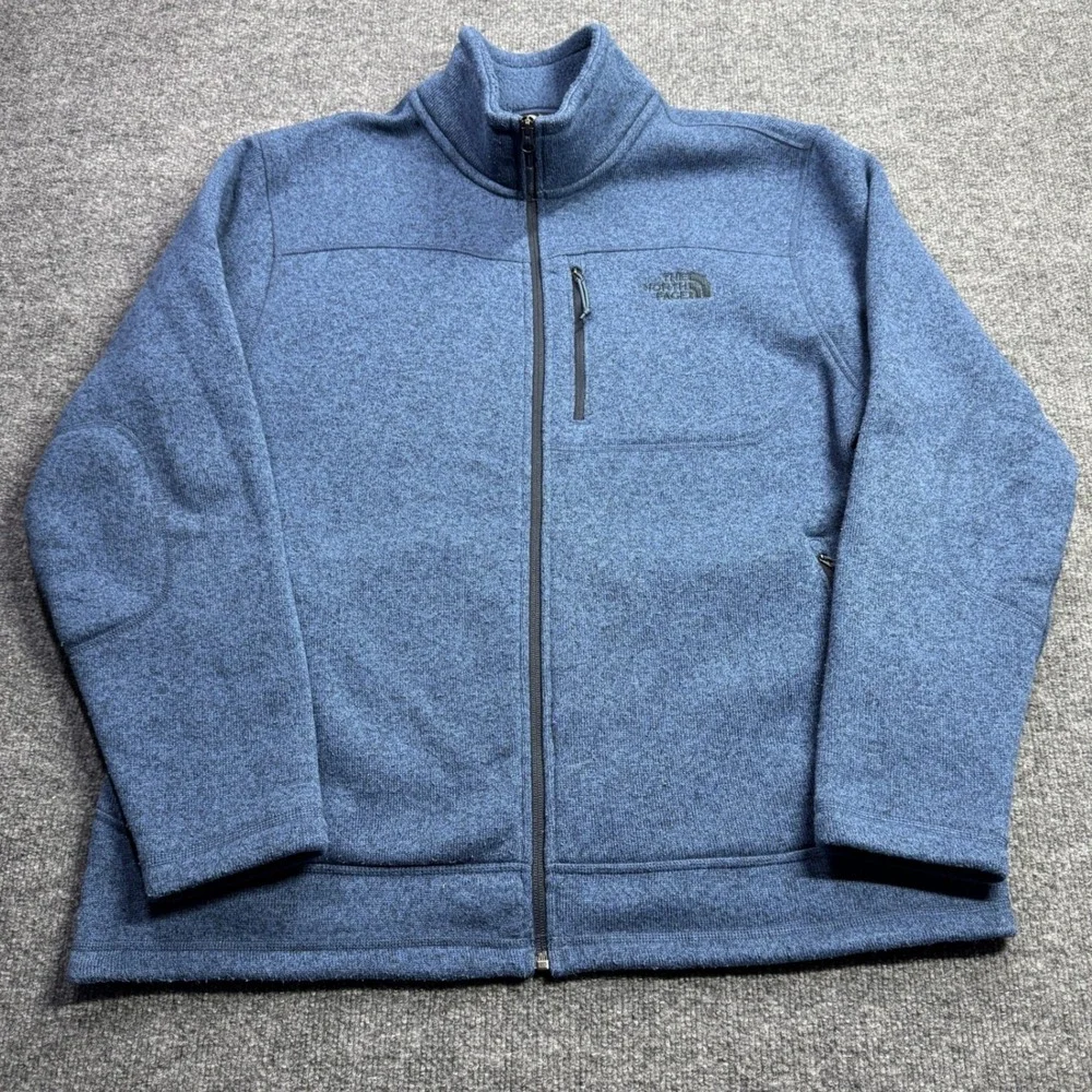 The North Face Gordon Lyons Full Zip Jacket Mens XL Blue Heather Fleece Sweater
